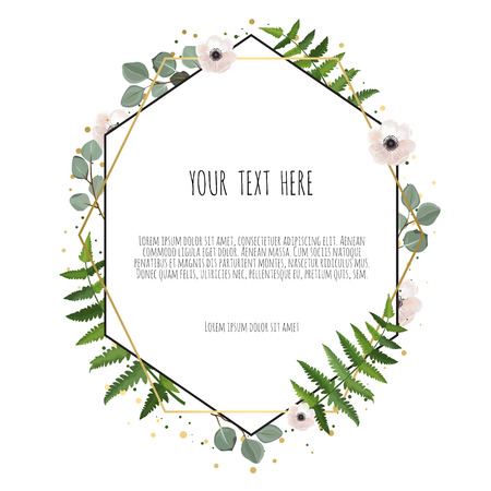 Floral wreath with green eucalyptus leaves. Frame border with copy space.のイラスト素材
