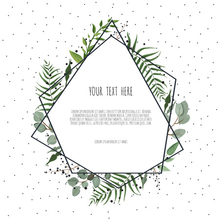 Floral wreath with green eucalyptus leaves, flower rose, anemone . Frame border with copy space. eps10のイラスト素材