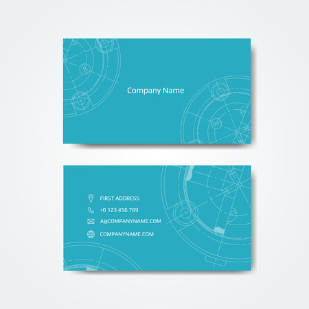 Set of engineering business card. Engineering drawings. vector illustration.のイラスト素材