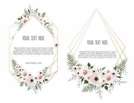 Set botanic card with wild flowers, leaves. Spring ornament concept. Floral poster, invite. Vector decorative greeting card or invitation design background. Hand drawn illustrationのイラスト素材