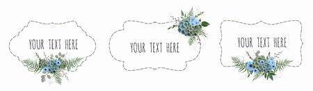 Vintage labels with flowersのイラスト素材