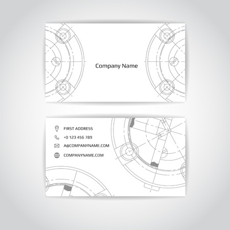 Set of engineering business card. Engineering drawings. vector illustrationのイラスト素材