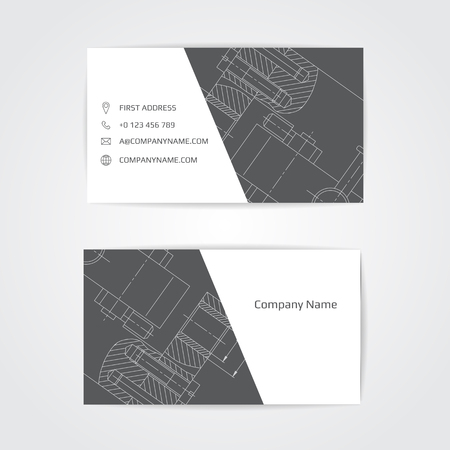 Engineering business card. Engineering drawings. vector illustration.のイラスト素材