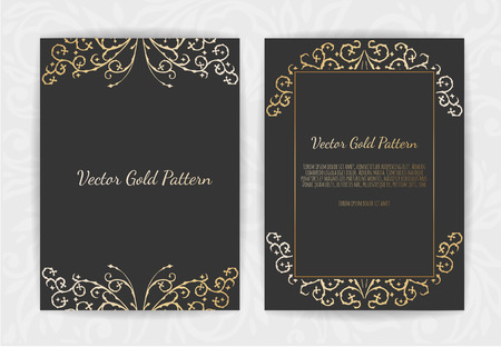 Gold vintage greeting card on a black background.のイラスト素材
