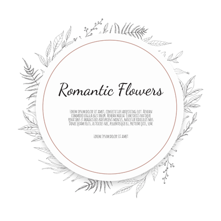 Vector floral design card. Greeting, postcard wedding invite template. Elegant frame with rose and anemone.のイラスト素材