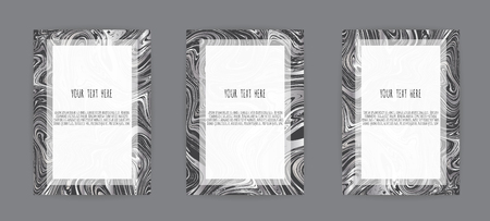 Set of elegant card, background. Black and golden marble texture. Vector illustration.のイラスト素材