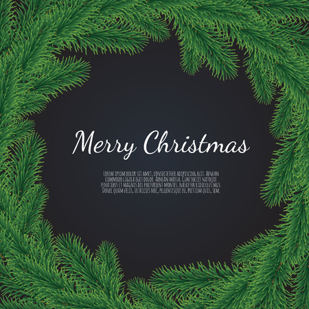 Christmas background with fir branches. Realistic fir-tree border.のイラスト素材