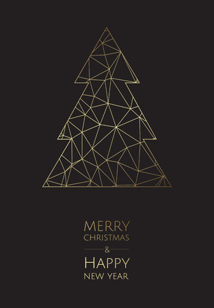 Merry Christmas and Happy New Year. Vector modern template card. Abstract geometric christmas tree.のイラスト素材
