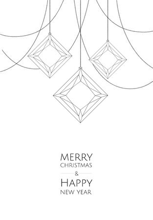 Merry Christmas and Happy New Year. Vector modern template card. Abstract christmas balls.のイラスト素材