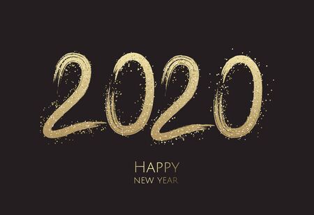 Happy New Year 2019 text design. Brochure design template, card, banner.のイラスト素材