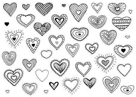 Hand drawn hearts. Cute elements isolated on whiteのイラスト素材