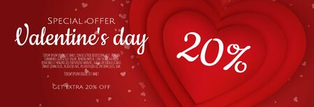 Valentines day sale poster with red hearts backgroundのイラスト素材