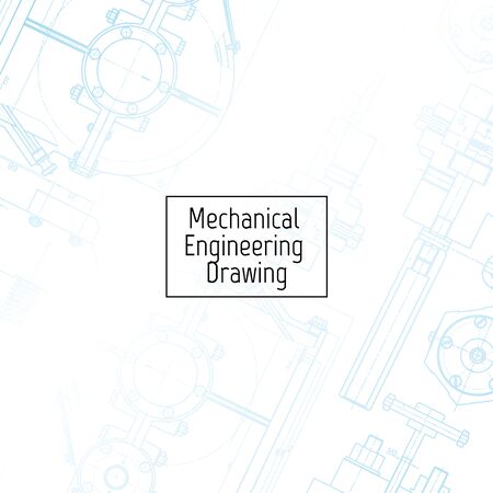Technical drawing background . Mechanical Engineering drawing. Engine line drawing backgroundのイラスト素材
