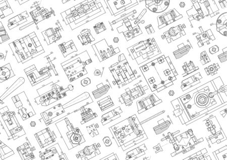 Engineering backgrounds. Mechanical engineering drawings. Cover. Banner Technical Design Draftのイラスト素材
