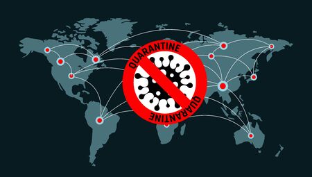 Coronavirus 2019-nC0V Outbreak. Travel Alert concept. The virus attacks the respiratory tract, pandemic medical health risk.のイラスト素材