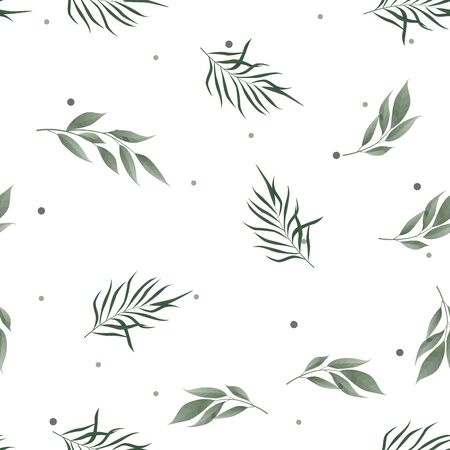 Abstract seamless pattern with tropical leaves. Vector templateのイラスト素材
