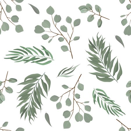 Abstract seamless pattern with leaves. Vector template.のイラスト素材