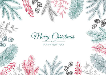 Merry christmas and happy new year abstract signs, labels or logo templates set.のイラスト素材
