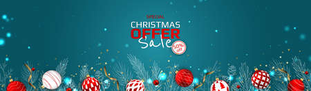 Christmas banner. Background Xmas objects viewed from above. BackgroundMerry Christmas and happy New Yearのイラスト素材