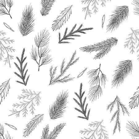 Seamless pattern with hand drawn cones,xmas tree. Christmas vector illustration.のイラスト素材