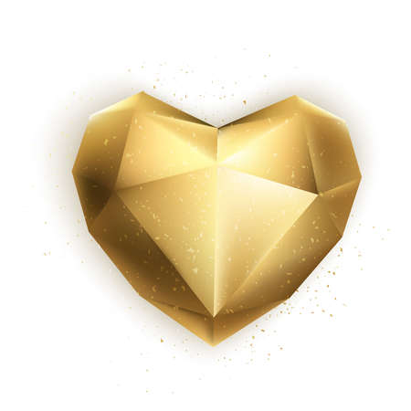 Gold vector heart.. 3d design elements for Valentines holidays, wedding, birthday party. Isolated vector.のイラスト素材