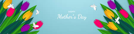 Happy Mother s Day greeting card with tulipsのイラスト素材