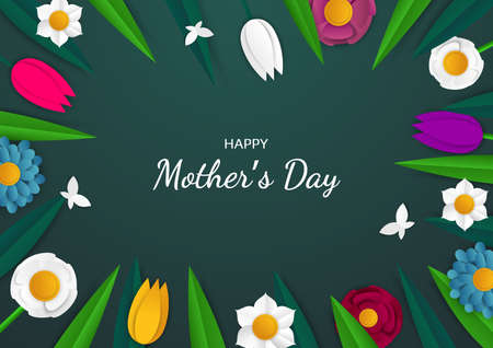 Happy Mother s Day background with flowers. Vector illustrationのイラスト素材