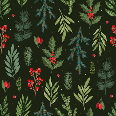 Christmas and New Year seamless pattern, vector xmas backgroundのイラスト素材