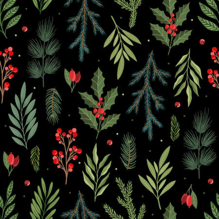 Christmas and New Year seamless pattern, vector xmas backgroundのイラスト素材