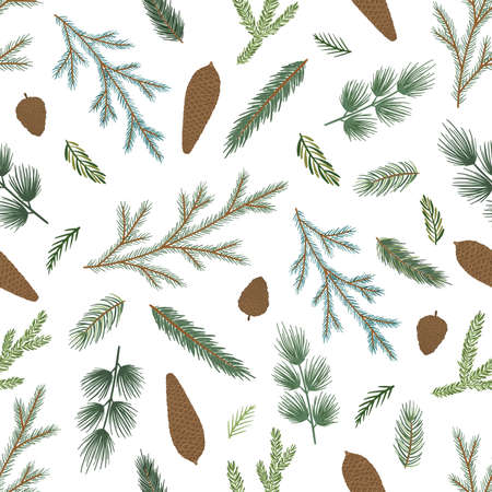 Christmas and Happy New Year seamless pattern with Christmas decorations. Vector design template.のイラスト素材