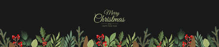 Merry Christmas sale banner template. Greeting card, banner, poster, header for websiteのイラスト素材