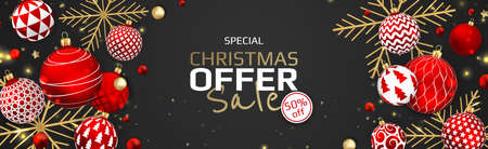 Merry Christmas sale banner template. Greeting card, banner, poster, header for websiteのイラスト素材