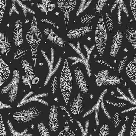 Christmas and New Year seamless pattern, vector xmas backgroundのイラスト素材