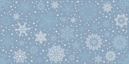 Simple Christmas seamless pattern. Snowflakes with different ornaments.のイラスト素材