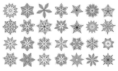 set of vector snowflakes. Element for Christmas banner, cards. New year ornament.のイラスト素材