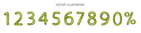 cartoon vector set of 3d green numbers. Vector illustrationのイラスト素材