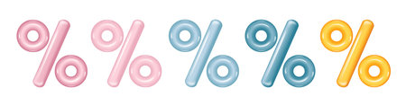 Percent sign. Percentage, discount, sale, promotion concept. Realistic 3d vector icon illustration.