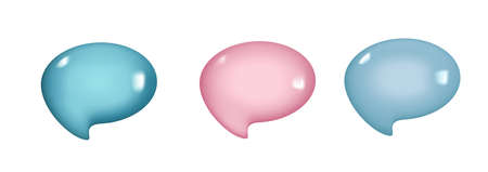 Set of 3d speak bubble. Chatting box, message box. 3D Vector Illustrations.のイラスト素材