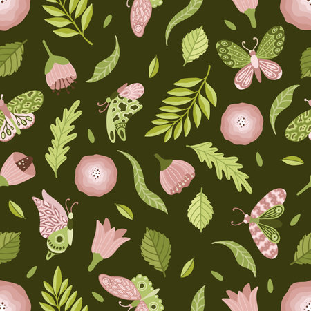 Garden flower, plants, botanical, seamless vector design for fashion, fabric, wallpaper. Small colorful flowers.のイラスト素材