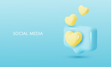 3d vector icon message dialog button with heart. Realistic Elements for design. Isolated object on white backgroundのイラスト素材