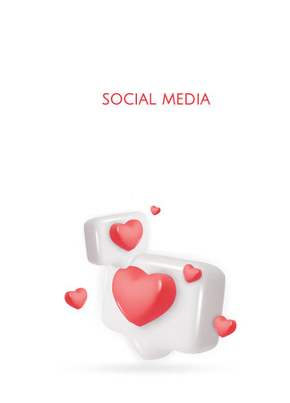 Icon like, great design for any purposes. Internet application. Chat message icon. 3d illustration. Web banner. Social media like icon concept.のイラスト素材