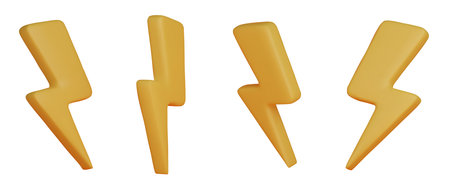 3d Thunder and bolt lighting flash correction set flash sale element. vector illustration