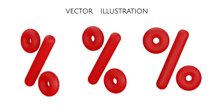 Percent sign. Percentage, discount, sale, promotion concept. 3d vector icon illustration.のイラスト素材