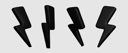 3d Thunder and bolt lighting flash correction set flash sale element. vector illustrationのイラスト素材
