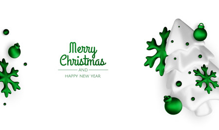 Merry Christmas and happy new year background. Christmas tree, Gift boxes, Christmas balls. Christmas element for web, banners, greeting card, template design.のイラスト素材