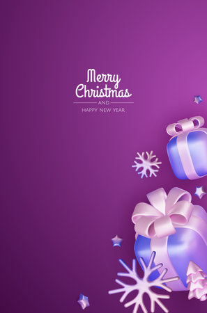 Merry christmas greeting card vector poster. Christmas elegant invitation template with xmas balls, xmas tree and snowflakes. Vector illustration holiday season greetingのイラスト素材