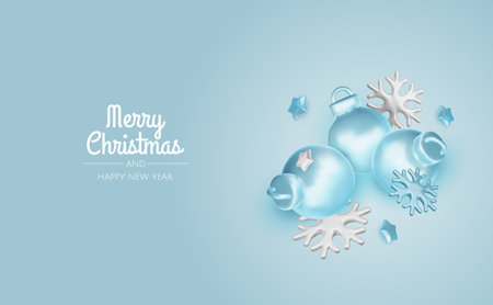 Merry Christmas and happy new year background. Christmas tree, Gift boxes, Christmas balls. Christmas element for web, banners, greeting card, template design.のイラスト素材