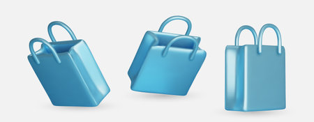 Set realistic shopping bags in realistic style. Stylish fashionable bag isolated on white background. Vector illustrationのイラスト素材