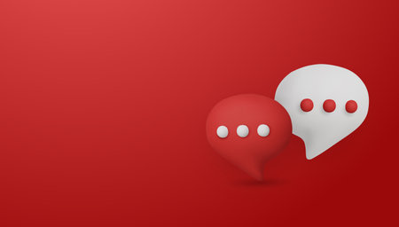 Minimalist 3D chat icons for concepts of conversation, exchanging ideas, and ongoing discussion in apps or websitesのイラスト素材