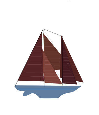 Ð«ailboat on a white background. Sailboat or sailing ship / yacht in the sea.